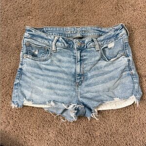 American Eagle Outfitters Blue Jean Shorts Frayed Hem